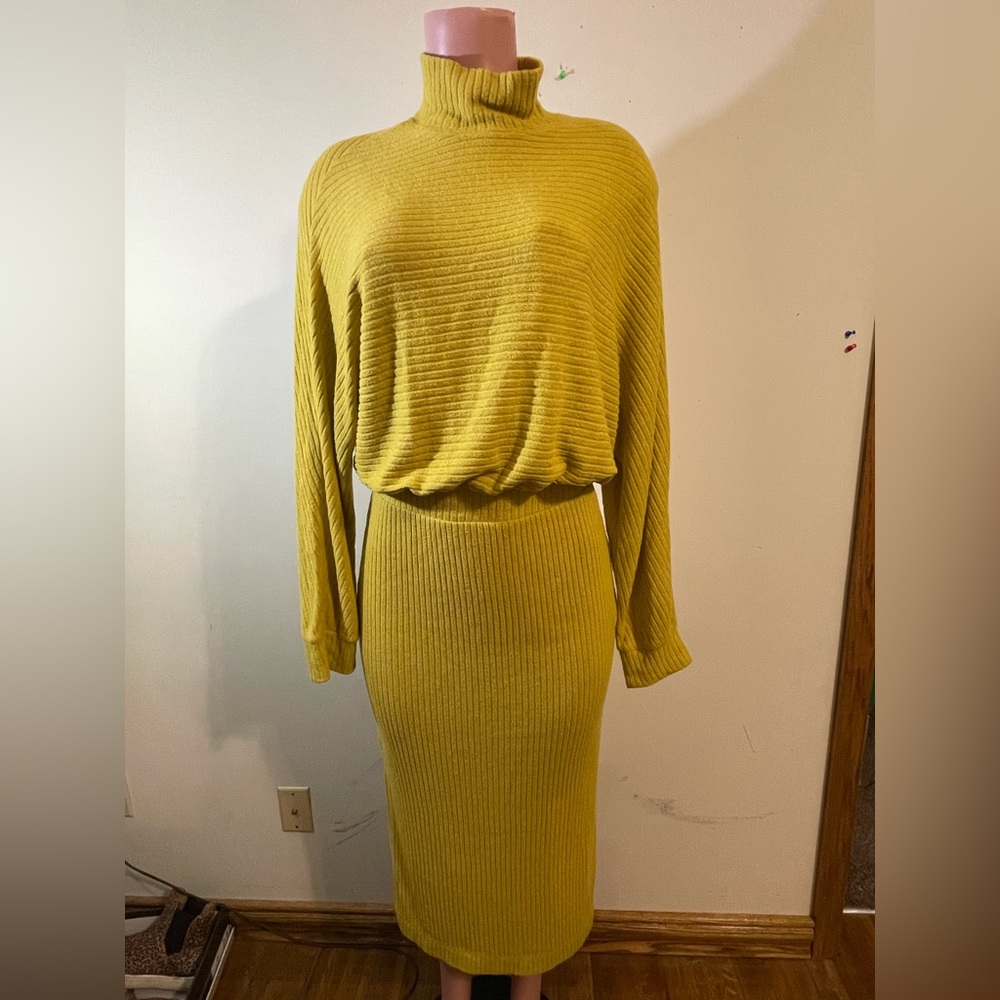 Anthropologie Saturday Sunday dress Women's Mariah Yellow Ribbed Knit Small